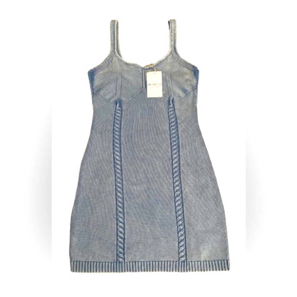 Promesa Twist Me Around Cable Knit Mini Tank Dress Denim Blue Size M